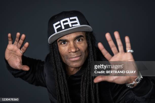 French singer Fab Morvan, former member of Milli Vanilli music band, poses during a photo session in Paris, on January 7, 2021.