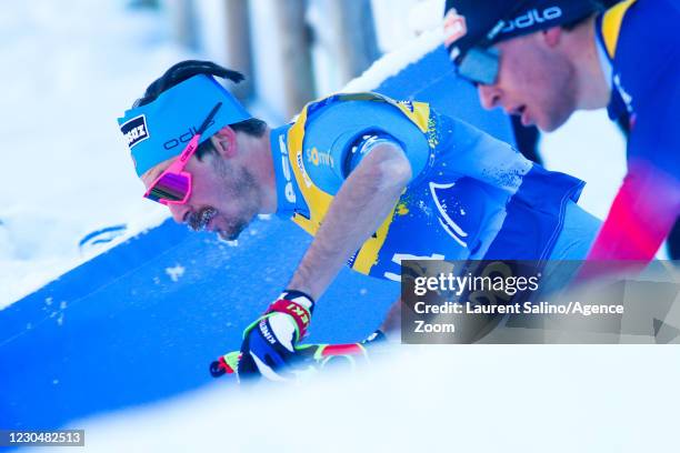 Hugo Lapalus of France competes during the COOP FIS Cross-Country Stage World Cup Men's 15 km Classic Mass Start on January 8, 2021 in Val Di Fiemme,...