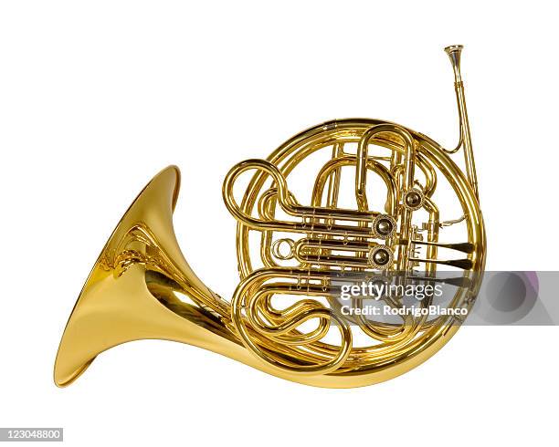 french horn - blasinstrument stock-fotos und bilder