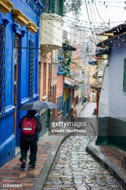 General view of Chorro de Quevedo in downtown Bogota after the city of Bogota entered in a 4 day strict quarantine and lockdown from January 8 to...