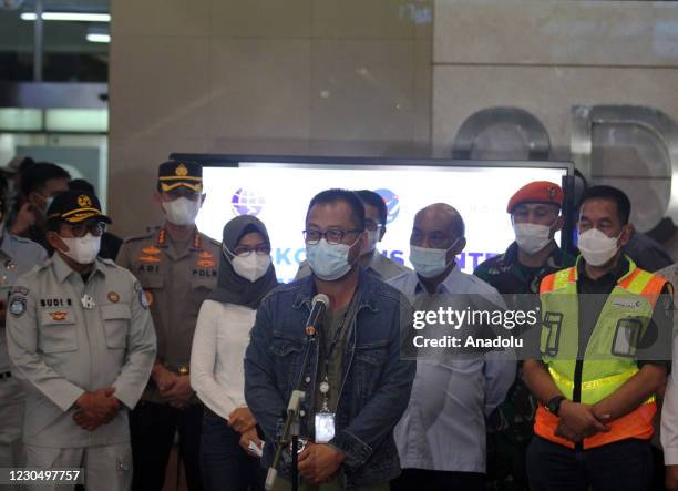 Sriwijaya Air President Director Jefferson Irwin Jauwena when giving an explanation of the Sriwijaya Air SJ 182 aircraft that lost contact in the...