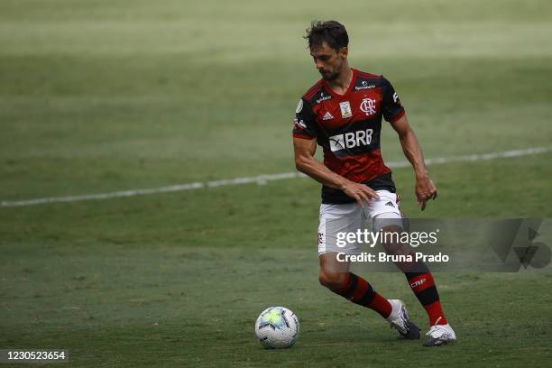 Rodrigo Caio of Flamengo runs with the ball during match between Flamengo and Ceara as part of the Brasileirao Series A at Maracana Stadium on...