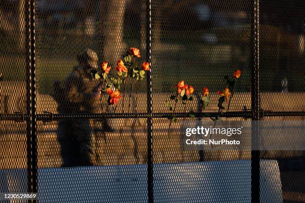 Military police agents and barricades are seen in the US Capitol building on Capitol Hill in Washington, D.C. On January 10, 2021.