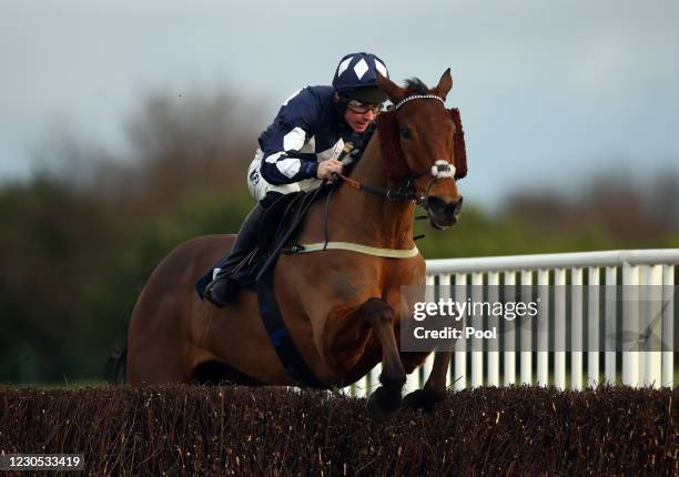 Shanty Alley ridden by Bryan Carver on their way to winning the Play ITV7 Tonight Novices' Handicap Chase at Doncaster Racecourse on January 11, 2021...