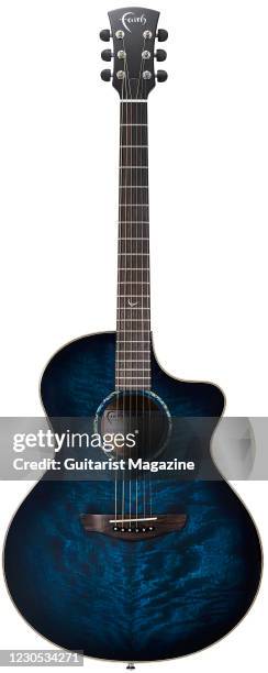 Faith Neptune Blue Moon electro-acoustic guitar with a Blue Burst finish, taken on January 2, 2020.