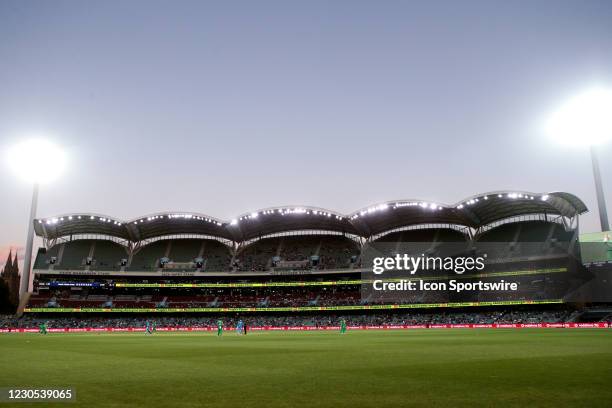 General view of ground during the Big Bash League cricket match between Melbourne Stars and Adelaide Strikers at Adelaide Oval on January 11, 2021 in...