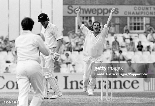 New Zealand batsman John Wright is out LBW for 25 runs to Ian Botham of England during the 1st Test match between England and New Zealand at The...