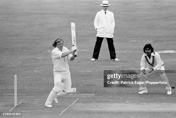 Clive Radley batting for England during the 2nd Test match between England and Pakistan at Lord's Cricket Ground, London, 16th June 1978. The fielder...
