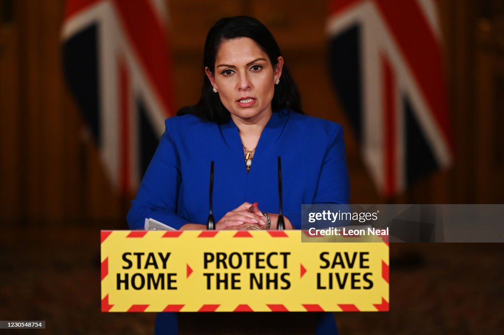 Priti Patel Takes Downing Street Coronavirus Press Conference