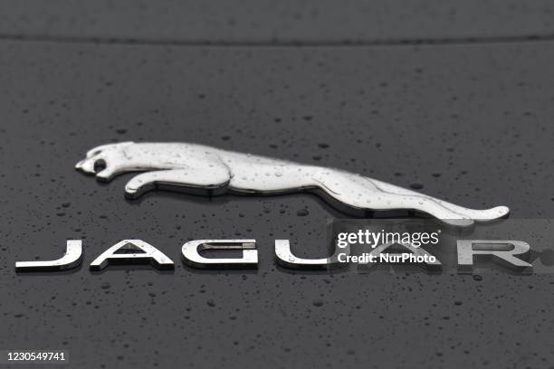 Jaguar logo seen on a parked car in Dublin city center. On Tuesday, January 11 in Dublin, Ireland.