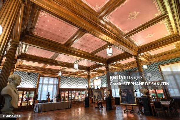 Picture taken on December 22, 2020 shows "La Salle des Actes", a reception room of the French scientist Louis Pasteur at the Pasteur museum, located...