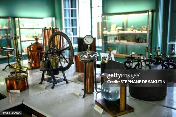 Picture taken on December 22, 2020 shows "la salle des souvenirs scientifiques" of the French scientist Louis Pasteur at the Pasteur museum, located...