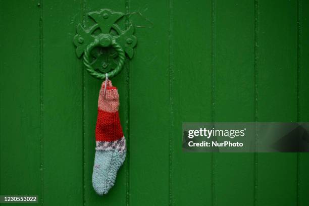 Children's socks left at the entrance door to the former Magdalene Laundry site in Sean McDermott Street. The Mother and Baby Homes Commission of...