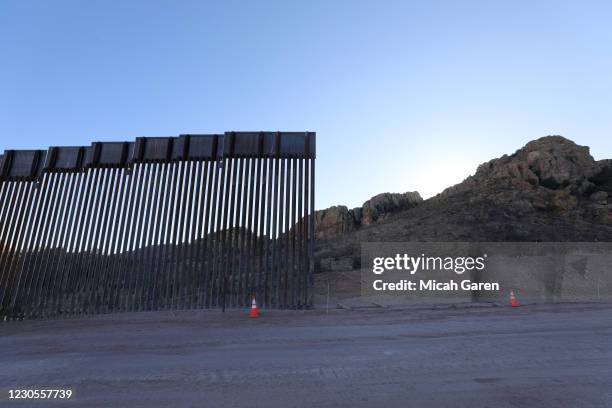 Construction continues along the border wall with Mexico championed by U.S. President Donald Trump on January 12, 2021 in Sasabe, Arizona. Trump...