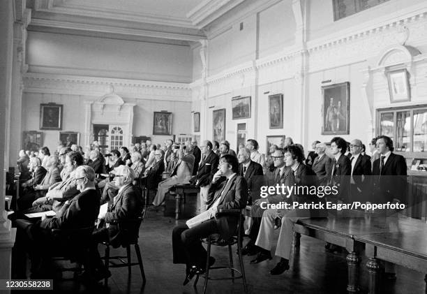 Members watching the Gillette Cup Final between Somerset and Sussex from the Long Room in the Pavilion at Lord's Cricket Ground, London, 2nd...