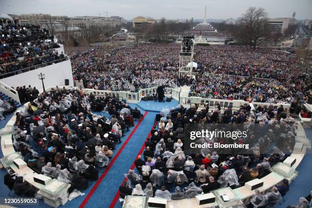 President Donald Trump speaks during the 58th presidential inauguration in Washington, D.C., U.S., on Friday, Jan. 20, 2017. President Donald Trump...