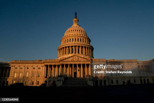 The U.S. Capitol stands on January 13, 2021 in Washington, DC. The House of Representatives is expected to vote to impeach President Donald Trump...