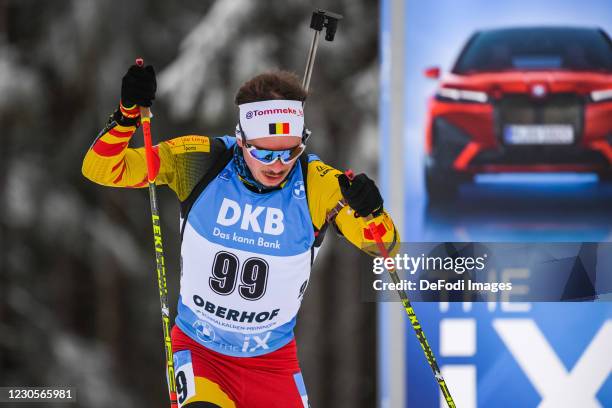 Tom Lahaye-Goffart of Belgium in action competes during the Men 10 km Sprint Competition at the BMW IBU World Cup Biathlon Oberhof on January 13,...