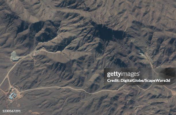 An overview of the construction area related to the future underground centrifuge assembly facility in the mountainous area south of the Natanz...