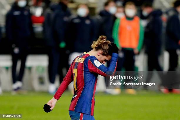 Antoine Griezmann of FC Barcelona during the Spanish Super Cup match between Real Sociedad v FC Barcelona at the Nuevo Arcangel Stadium on January...