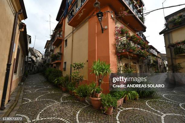 General view shows a street of the old center in the town of Cinquefrondi in Calabria region in south Italy, on July 6, 2020. - Italian juvenile...