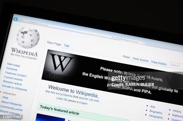 The online encyclopedia Wikipedia is viewed on January 17, 2012 in Washington, DC. Free online knowledge site Wikipedia will shut down for 24 hours...