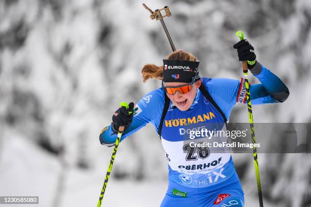 Justine Braisaz-Bouchet of France in action competes during the Women 7.5 km Sprint Competition at the BMW IBU World Cup Biathlon Oberhof on January...