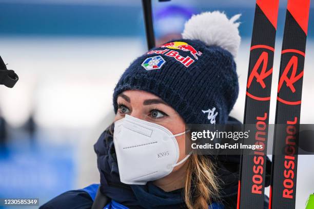 Dorothea Wierer of Italy at the medal ceremony during the Women 7.5 km Sprint Competition at the BMW IBU World Cup Biathlon Oberhof on January 14,...
