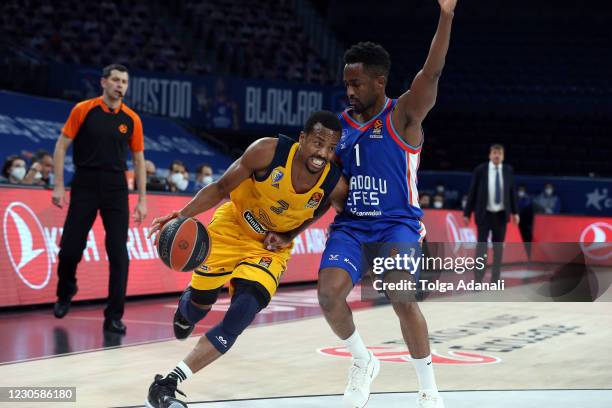 Errick McCollum, #3 of Khimki Moscow Region in actionduring the 2020/2021 Turkish Airlines EuroLeague match between Anadolu Efes Istanbul and Khimki...