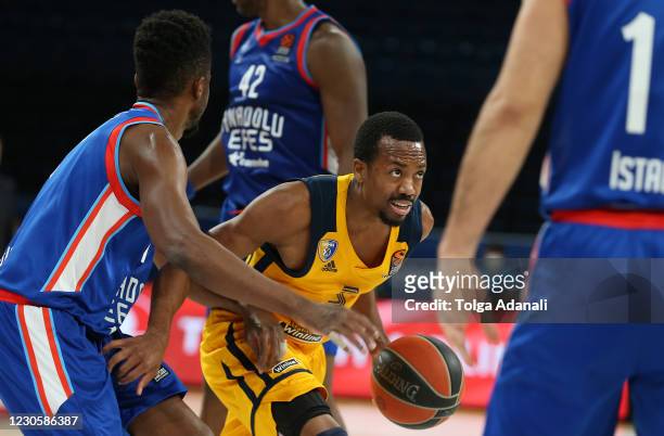 Errick McCollum, #3 of Khimki Moscow Region in actionduring the 2020/2021 Turkish Airlines EuroLeague match between Anadolu Efes Istanbul and Khimki...