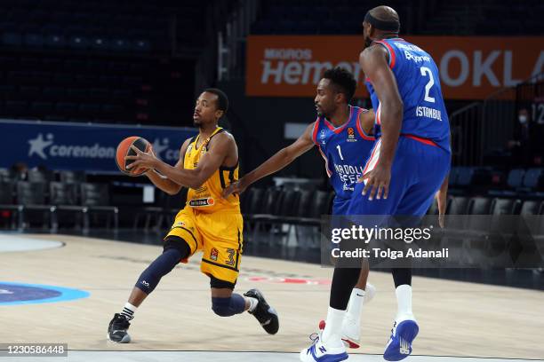 Errick McCollum, #3 of Khimki Moscow Region in actionduring the 2020/2021 Turkish Airlines EuroLeague match between Anadolu Efes Istanbul and Khimki...