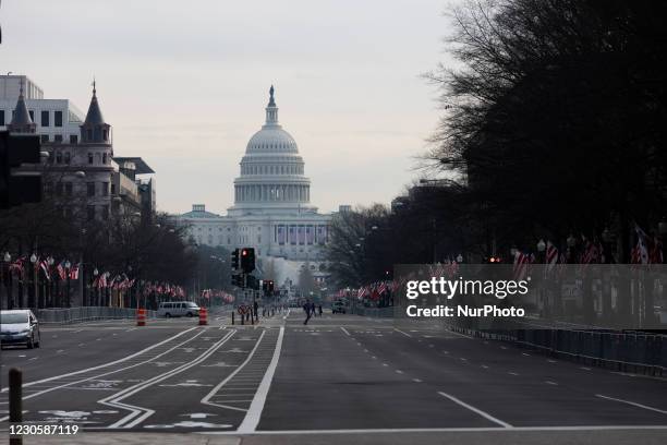 The US Capitol Building is seen on Pennsylvania Avenue in Washington,D.C. January 14, 2021