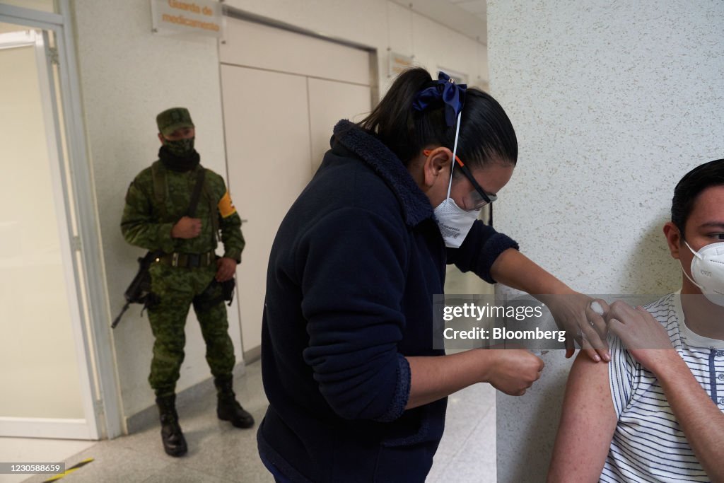 Centenario Hospital Miguel Hidalgo Administers Covid-19 Vaccination As Mexico Cases Stand At 1.57 Million