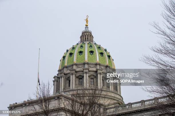 The dome of the Pennsylvania State Capitol is seen in Harrisburg. An FBI bulletin warned that armed protests were planned at all the 50 state...