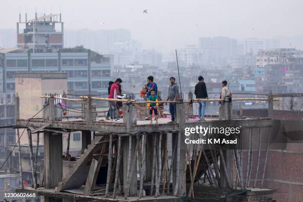 Boy enjoy poush Sankranti with different activities at old Dhaka in Bangladesh. Shakrain Festival is an annual celebration in Dhaka, Bangladesh,...