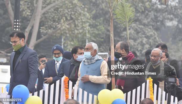 Chief Minister Nitish Kumar along with his cabinet ministers inaugurates the newly constructed elevated road Atal Path connecting R Block to Digha on...