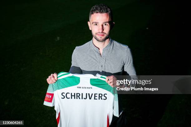 Siebe Schrijvers pictured during a photoshoot after signing a contract at OH Leuven at the King Power at Den Dreef Stadion on January 15, 2021 in...