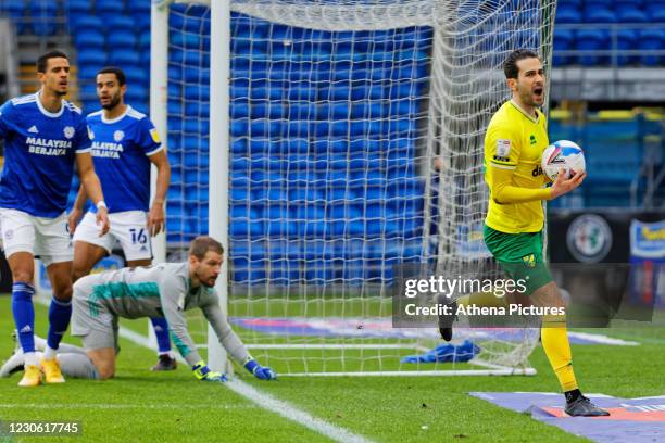 Mario Vrancic of Norwich City vents his frustration after failing to score during the Sky Bet Championship match between Cardiff City and Norwich...