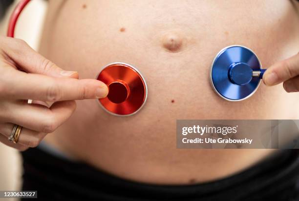 Bonn, Germany In this photo illustration a woman controls the heartbeat of the foetus on January 14, 2021 in Bonn, Germany.