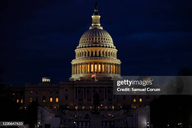 The U.S. Capitol and the stages built for the Presidential Inauguration ceremony on January 17, 2021 in Washington, DC. After last week's riots at...