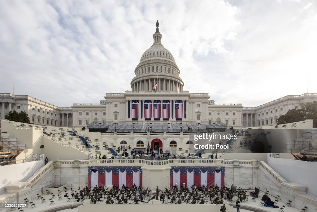 Presidential Inauguration Rehearsal Held At US Capitol Building