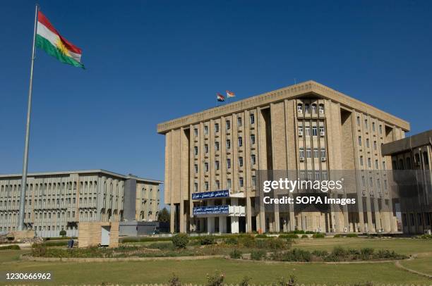 The Parliament building of the Kurdish Regional Government in Erbil the capital of the Northern region of Iraq.