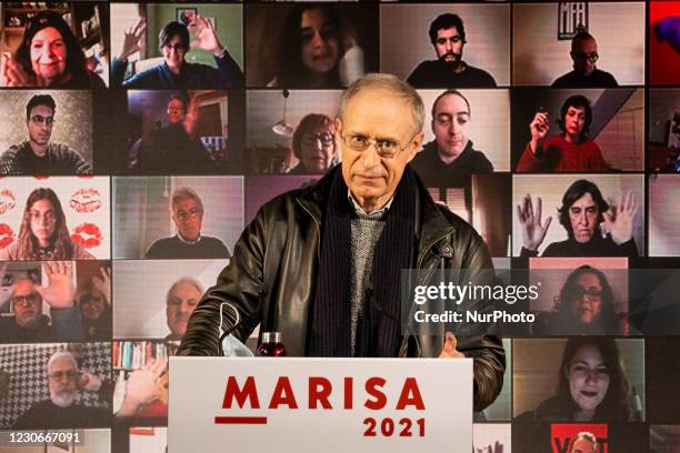 Francisco Louca attends Marisa Matias, candidate for the presidency of Bloco de Esquerda, in a Virtual Rally, on January 17 Porto, Portugal