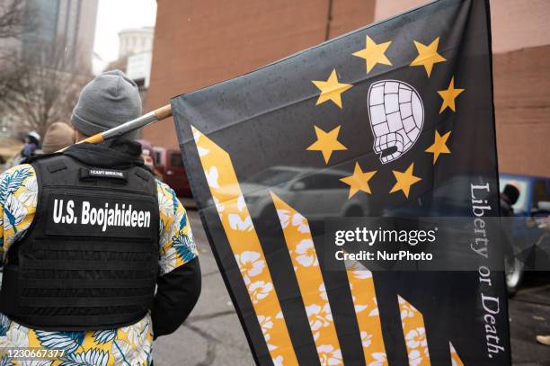 Armed Boogaloo Bois rally in Columbus, Ohio on January 17th, 2021 in part of long-planned events that took place in multiple state capitols with Ohio...