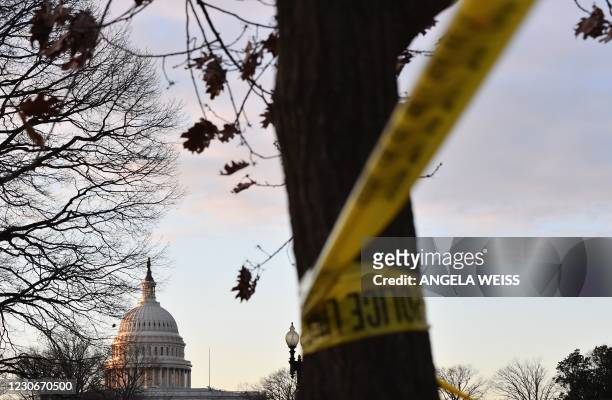 View of the US Capitol Building ahead of the 59th inaugural ceremony for President-elect Joe Biden and Vice President-elect Kamala Harris on January...