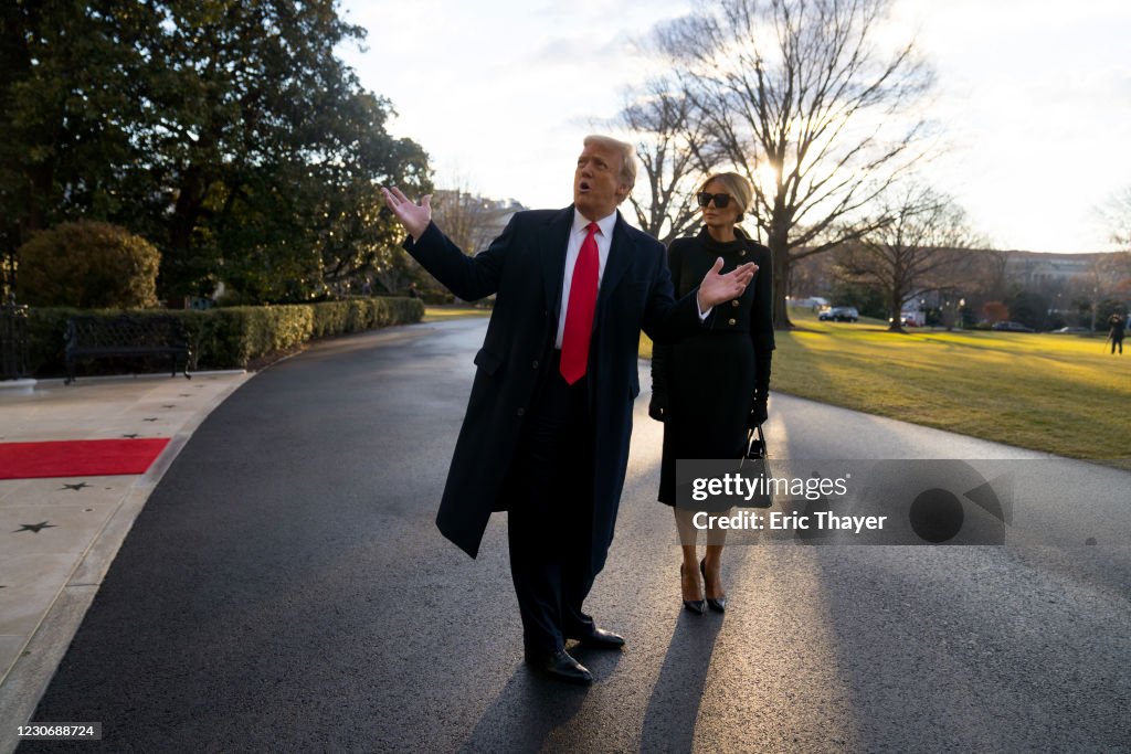 President Trump Departs White House For Final Time In His Presidency