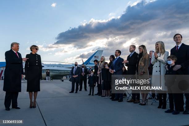 President Donald Trump and First Lady Melania Trump meet Ivanka Trump , husband Jared Kushner , their children, Eric and Donald Jr. And Trump family...