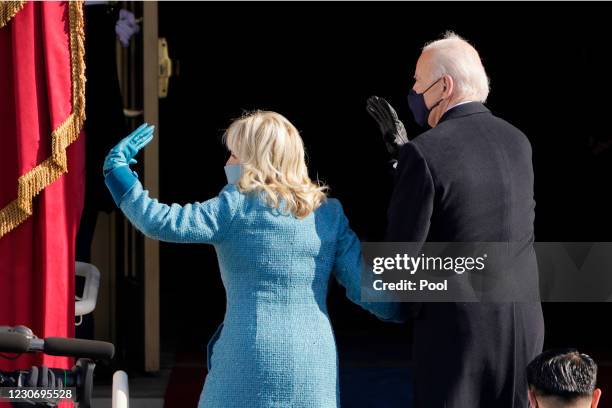 President Joe Biden and first lady Jill Biden, walk out after participating in the the 59th inaugural ceremony on the West Front of the U.S. Capitol...