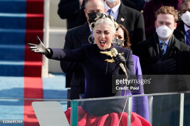 Lady Gaga attends the 59th inaugural ceremony on the West Front of the U.S. Capitol on January 20, 2021 in Washington, DC. During today's...