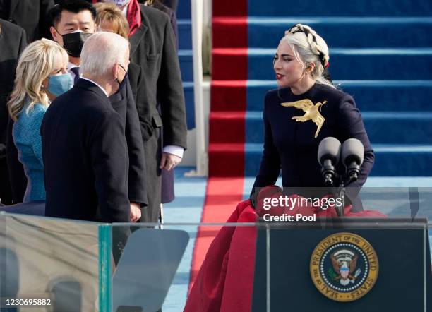 Lady Gaga attends the 59th inaugural ceremony on the West Front of the U.S. Capitol on January 20, 2021 in Washington, DC. During today's...